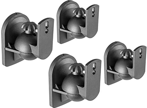 RICOO Lautsprecher Wandhalterung 4-er Set LH028-B universal Boxenhalterung schwenkbar neigbar Lautsprecherhalterung Speaker Wall Mount schwarz