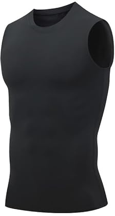 Smatstyle Compression Shirt Men's Sleeveless Running T-Shirt, Tank Top Breathable Elastic Quick Dry Functional Shirt Baselayer Sports Fitness, black, M