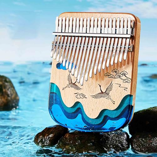 Piano à Pouce, Piano à Pouce Portable Plusieurs Tons Mini Résine Kalimba Instrument De Musique Pincé Au Doigt Pour Enfant Adulte Cadeaux Musicaux De Noël(Grue à 21 tons)