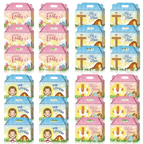 Aviski 24 Pieces He is Risen Treat Boxes, Easter Candy Boxes, Religious Gift Boxes, Christian Cookie Boxes, Recycled Party Boxes, Cardboard Box for Candy, Cookies and Party Favors