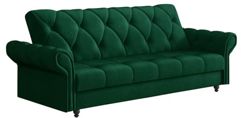 Mirjan24 Schlafsofa Beduna, Bettsofa mit abgerundete Armlehnen, Sofa mit Bettkasten und Schlaffunktion, Couchgarnitur, Schlafcouch, Sofagarnitur, Wohnlandschaft (Kronos 19)