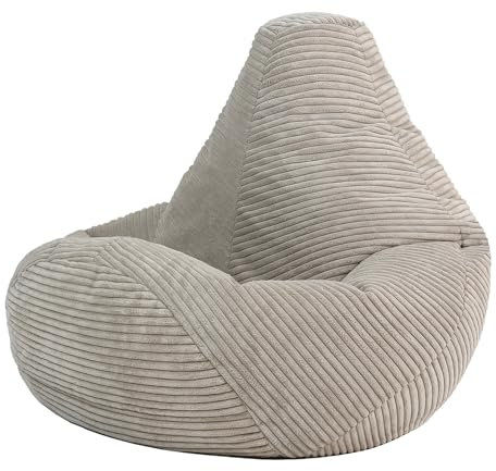 icon Dalton Kids Bean Bag, Beige, Cord Kids Bean Bag Chair with Filling Included for Girls and Boys, Childrens Chair, Beanbags for Children, Playroom Décor, Bedroom Accessories