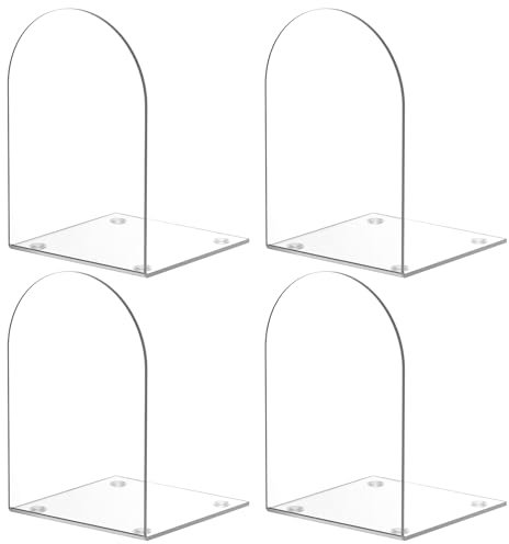 ALOTCHE Acryl Buchstützen, 4 Stück für Regale, Bücherregale und Schreibtisch-Organizer - Klare, Transparente Stützen für Bücher und Heimbürobedarf