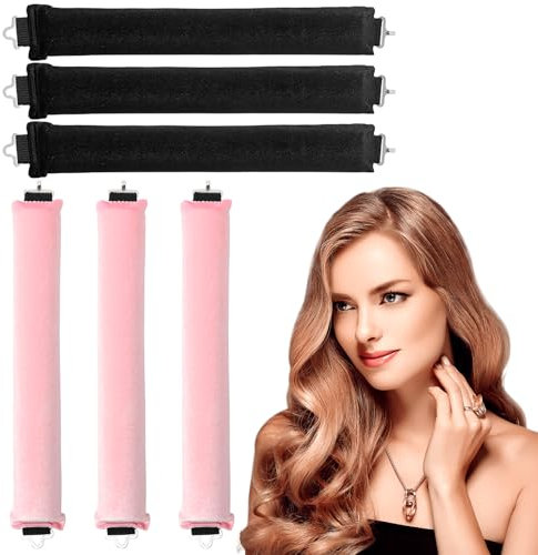 Sporgo 6 Bigodini Senza Calore: Ricci Con Ganci, Overnight Blowout, Nastro Heatless Curls per Tutti i Tipi di Capelli
