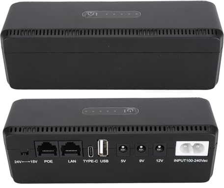 Batteria di Backup UPS, Alimentatore Ininterrotto 8800 MAh per Telecamera di Sicurezza, Porta POE 15 V 24 V Uscita USB 5 V 9 V 12 V Protezione USB con Alimentazione di (Spina