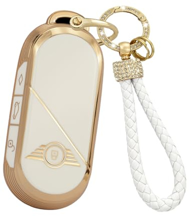 KUNIO Schlüsselhülle Passt für BMW Mini Cooper Countryman One 2023 2024 Schlüsselschutz TPU Schlüsselcover Bling Schlüsselanhänger