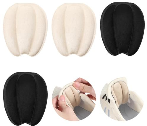 Lot de 2 paires de coussinets de langue universels antidérapants en feutre pour chaussures - Coussinets de langue universels - Antidérapants - Pour homme et femme - Noir + abricot