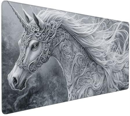 Gaming Mauspad XXL Pferd Mousepad 800x400x4mm Tier Verlängertes Mauspad Schreibtischauflage,Genähte Kanten Mauspad,Verbessert Präzision und Geschwindigkeit Wasserdicht Geeignet für Büro und Spiele