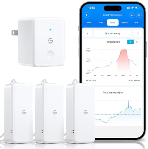 GoveeLife 2.0 WiFi Hygrometer Thermometer 3 Pack, Smart Humidity Temperature Sensor with App Notifications, Temperature Humidity for Bedroom, Wine Cellar, Basements(Only Support 2.4G Wi-Fi)
