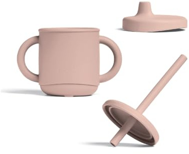 Mamas & Papas 3 in 1 Silicone Sippy Cup/Snack Pot for Baby Weaning, Easy-Grip with Handles, Food Grade Silicone, BPA-Free, Leak Proof Lid for Ages 6-18 Months - Melba