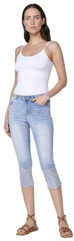 Koroshi Stretchiga jeans med dubbel push up och blommigt broderi i blått för kvinnor, blå CL, Blå, 34