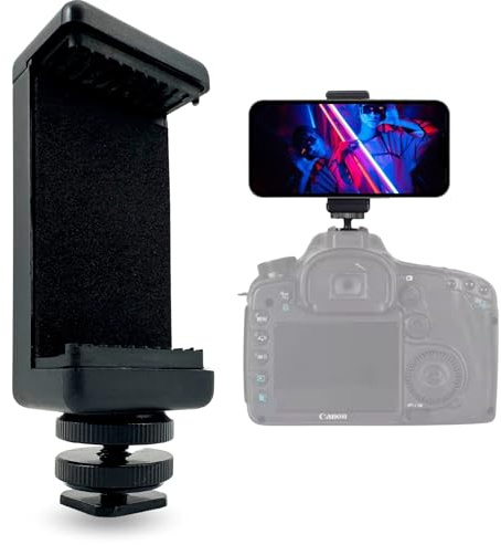 TronicXL Smartphone Halterung für Blitzschuh für Kamera Befestigung Handy kompatibel mit iPhone Handyhalterung Stativ Adapter ColdShoe Kaltschuh Mount und 1/4 Zoll Gewinde
