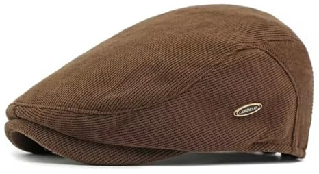 CHENNUO Gorra de ala plana retro para hombre, gorra de cordón, gorra de conductor, modelo Gatsby, gorra Flatcap, gorro de barreño, marrón, 55-59