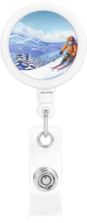 Winter-Ski-Abzeichenhalter, einziehbarer Kartenhalter mit Gürtelclip, leichter Ausweisclip, lustiger Ausweishalter für Schlüssel, Ärzte