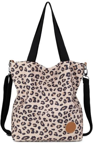 JANSBEN Damen Canvas Handtasche Schultertasche Casual Multifunktionale Umhängetaschen Groß für Arbeit Schule Shopper Lässige täglich