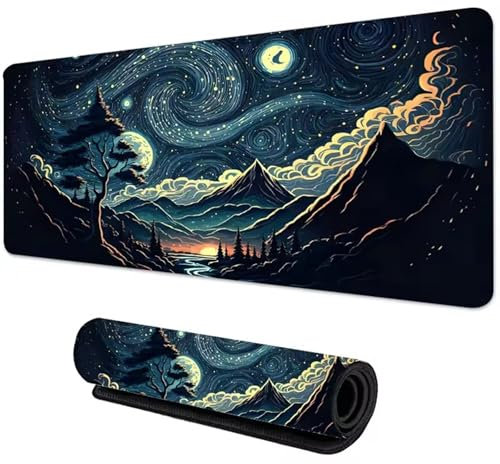 Tapis de Souris Gaming XXL 1200x600x2 mm Grand Tapis de Souris de Jeu Tapis de Bureau Grande Taille avec Base Anti-érapante et Bords Cousus Extra Large Gamer Mouse Pad (Ciel Étoilé Abstrait)