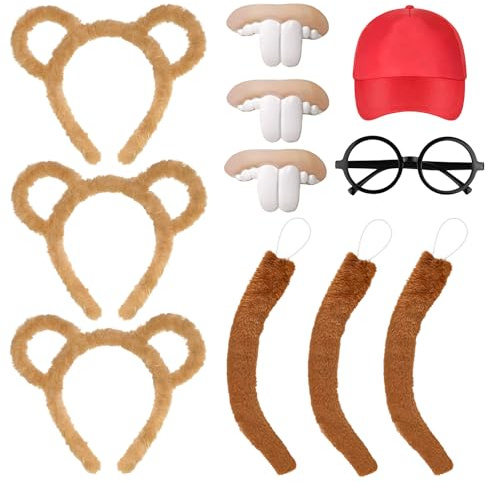 Maazusa Squirrel Cosplay Accessories for Kid Adult 11Pcs Chipmunks Costumes Set 3 Hairpins 3 Tails Hat Glasses 3 Teeth Cute Animal Fancy Dress for Halloween Party Cosplay