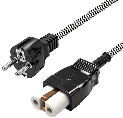 Leloco Fiche chauffante en céramique avec câble de 1 m - Noir - Avec insert en céramique - Pour radiateurs, gaufriers, fers à repasser et autres anciens appareils