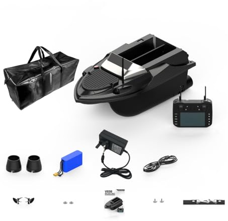 SHOYDID V080 RC Bait Boat with 9 Fishing Zones and 180 Waypoints, 3kg Large Capacity, 12V High-Speed RC Bait Boats for Fishing Lovers&Adults