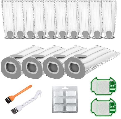 Hochleistungs-Staubsaugerbeutel-Set für Vorwerk Kobold VK7 FP7 | Set mit 14 Staubsaugerbeuteln, 2 Filtern, 6 Duftblöcken und 2 Bürsten für Vorwerk Kobold VK7 und FP7.