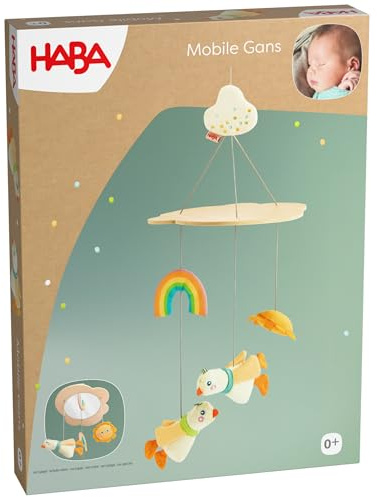 HABA Mobile Gans – Baby-Mobile aus Holz & Stoff, Montessori Mobile zur Sinneswahrnehmung ab 0 Monate, Geschenk zur Geburt & Babyzimmer Deko für Kinderbett & Wickeltisch