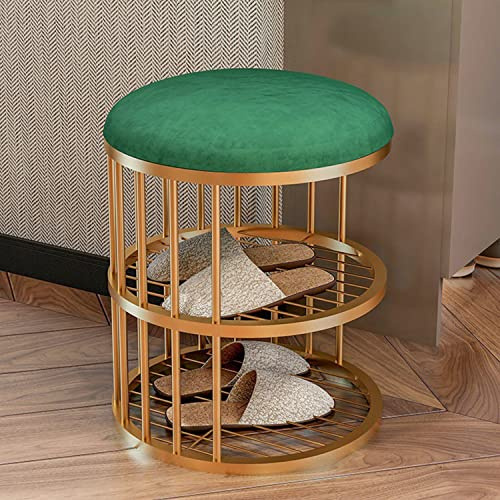 Moderne 2-in-1-Samt-Schuhbank, 33,8 cm, gepolsterter Eingangsbereich, Stauraum mit Regalen, stilvolle Bettbank für Flur, Wohnzimmer, Schlafzimmer, Grün
