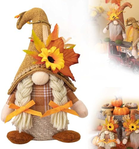 Générique Deco Automne en GNOME, Thanksgiving Automne Décorations en Peluche, Automne Feuille GNOME Decoration Maison Salon Fête (B)