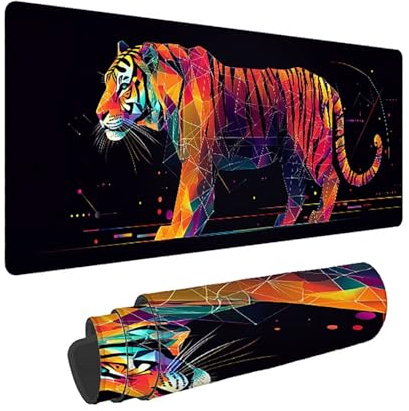 Tapis de Souris Gaming XXL - 1000x500x3mm - Animaux Grand Tapis de Clavier Bureau Antidérapant avec Bords Cousus, Noir Grand Mouse Pad Gaming pour Bureau et Maison, améliore la Vitesse -35683
