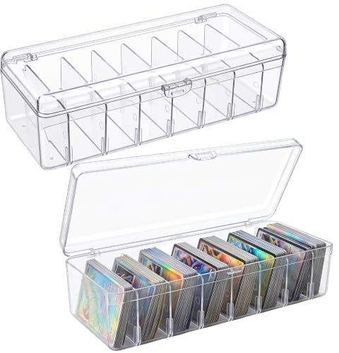2 Pièces Boîtes de Rangement pour Cartes Transparentes, Boîte à Fiches | Transparente avec Séparateurs Réglables, 24,8 X 10 X 7,5 cm Pouvant Contenir Jusqu'à 700 Cartes, Organiseur pour Fiches