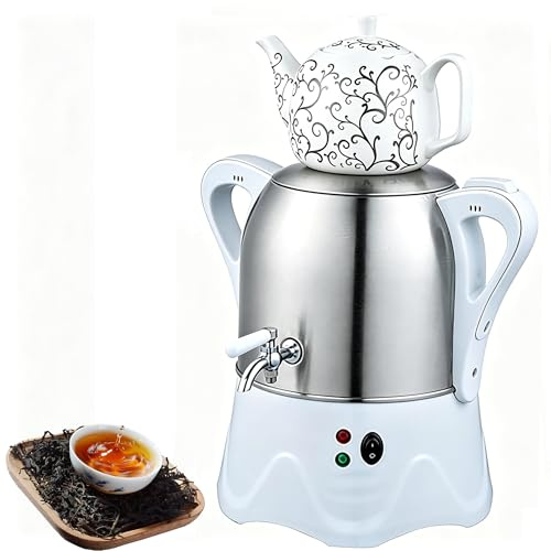 Macchina Elettrica Per Il Tè Turco Da 1800 W, Bollitore Elettrico A 2 Livelli Con Teiera In Acciaio Inox Da 3 Litri E Teiera In Ceramica Da 1 Litro, Set Per Il Tè, Anche Per Caffè E Bevande Pro white