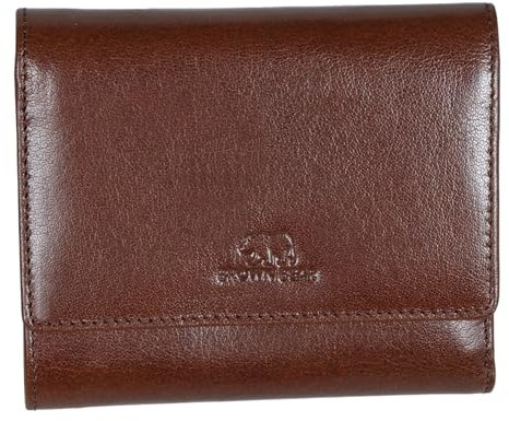 BROWN BEAR Geldbörse Damen mittelgroß Leder | Braun | RFID-Schutz | Kreditkarten Portemonnaie Echtleder | Geldbeutel Münzfach außen | BB Design Mandy 2.0 TBR