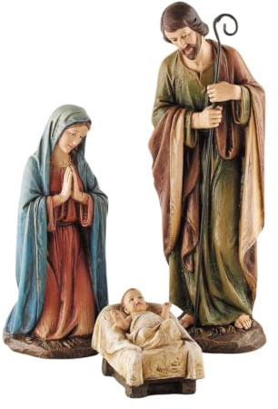 Avalon Gallery Nativity Sets - Hand Painted 3-Piece Indoor Holy Family Scene for Christmas, 16 Scale, Mary, Joseph, Jesus