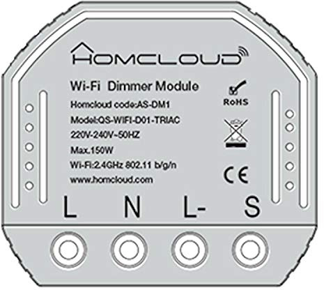 Homcloud Modulo Dimmer WiFi Smart, Regolatore Intensità Luce LED TRIAC 150W, Interruttore Dimmer da Incasso, Controllo App e Vocale Alexa Google Home, Smart Life Compatibile