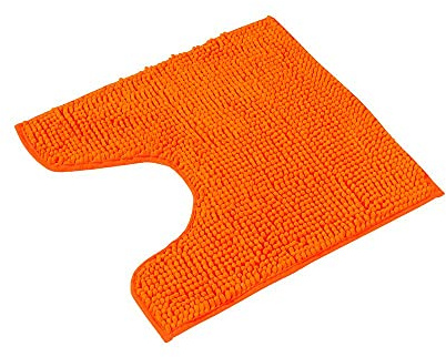PANA fluffig WC matta med urtag • chenille badmatta i olika delar Färger och storlekar • Badmatta halkfri och tvättbar • 45 x 45 cm • Färg: Orange