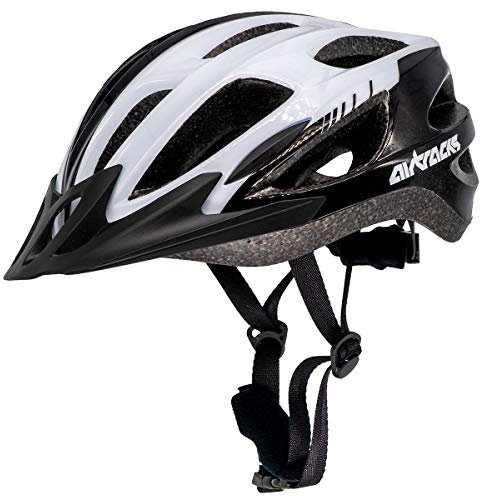Airtracks Fahrradhelm für Herren Damen Master RD-10 Radhelm Allround Radhelm MTB Helm Erwachsene verstellbar S M L XL Größen 53 54 58 58 62 63 cm - Schwarz Weiß L-XL 58-62cm