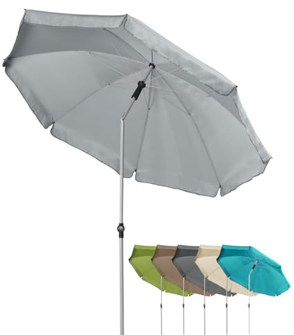 Doppler Active Auto Tilt 200 Gartenschirm Ø 200 cm – komfortable Schieber-Automatik, knick- & höhenverstellbar, UV-Schutz LSF 50+, wetterfestes Polyester, stabiles Stahlgestell in Silber