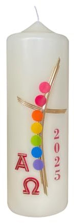 Tisch-Osterkerze 18 x 6 cm mit Jahreszahl 2025