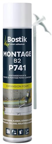 BOSTIK P741 Montage B2 – Einkomponentiger Polyurethanschaum, Zum Montieren, Kleben, Dämmen, Füllen, Gute Hafteigenschaften, Sofort einsetzbar, 500ml