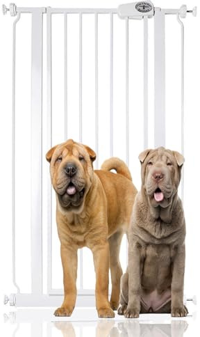 Bettacare Extra Hohes Druckmontierte Premium Haustiergitter, 68.5cm - 75cm, Weiß, Druckmontierte Treppengitter für Hunde, Sicherheitsbarriere, Einfache Montage