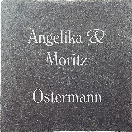 laser-diele Türschild mit Namen – Personalisiertes Namensschild Haustür – Türschild Familie – Haustürschild aus Schiefer – Namen