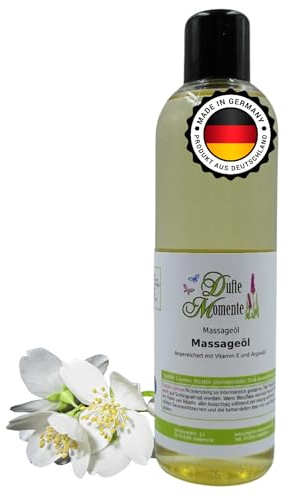 Dufte Momente Massageöl Jasmin – 250 ml – Paraffinölbasis – mit ätherischem Jasminöl – hautfreundlich & gleitfähig – für Wellness, Massage & Studio – Made in Germany