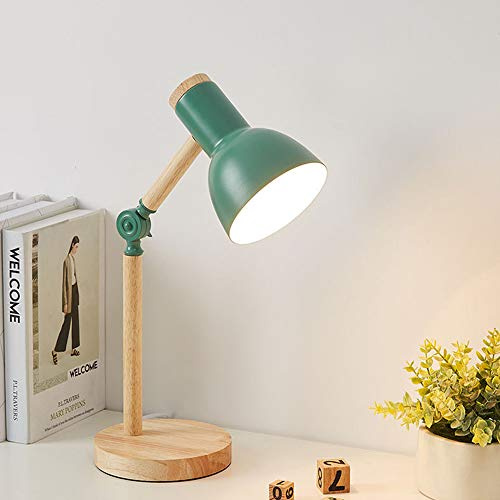 Chao Zan Tischlampen Leselampe im klassichen Holz und Metall E27 (Grün) | Bürolampe, Nachttischlamp,Schreibtischlampe,Lampe mit verstellbarem Arm,Augenfreundliche Arbeitsleuchte