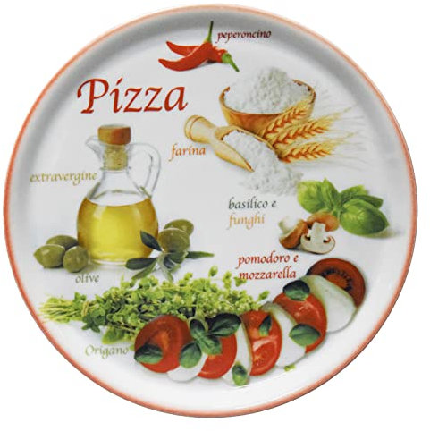 MamboCat Piatto per pizza Napoli Red I Ø 33,8 cm – Grande I Piatto con motivi & scritte I Decorato I per pizza o da posizionare I Porcellana