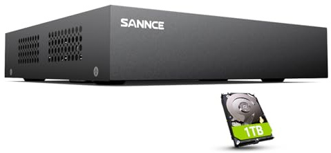 SANNCE 8CH Surveillance DVR, 1080P Full HD 5-in-1 Hybrid Digital Video Recorder DVR Supports TVI AHD CVI CVBS Analog IP Security Cameras for 24/7 Security Surveillance, 1TB Hard Drive