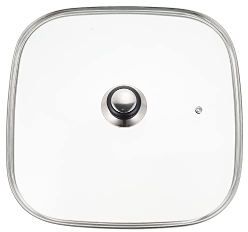 Kichvoe Bruchsicherer Glasdeckel für Töpfe mit Ergonomischem Design und Edelstahlgriff Praktischer Eckiger Deckel für Küchenausstattung und Hausgebrauch