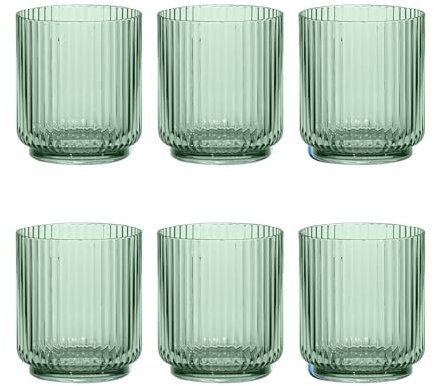 Abode Homewares Mesa 15 oz Durable Acrylic Double Old Fashioned Glasses, Shatter-Resistant and Dishwasher-Safe Outdoor/Indoor Drinkware, Ideal for Scotch, Bourbon, Cocktails - Sage Green - Set of 6