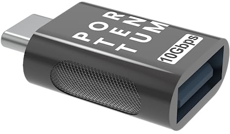 PORTENTUM Adaptateur USB C vers USB 3.0 (3.1) Vitesse 10Gb OTG Corps Premium Zinc avec Haute Résistance à la Chaleur - Adaptateur USB vers Type c de Seulement 5 Grammes