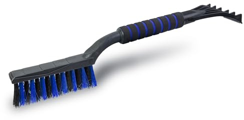 ToM PaR Bürste und Schaber | 2-in-1 Schneebürste und Eiskratzer | Warmer Soft-Touch-Griff | Eiskratzer Auto mit Besen | Kratzer für dünnes | Kältebeständiger Kunststoff | Länge: 50 cm | Blau