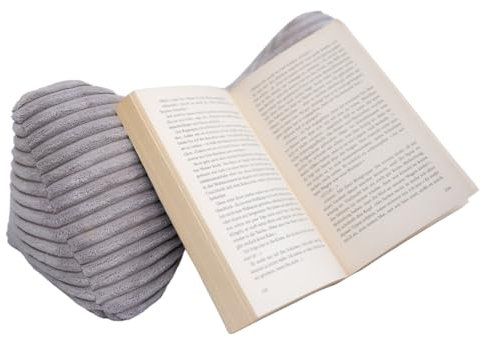 sleepling Bücherkissen Lesekissen, 38 x 18 cm, Silber grau, Leseknochen aus weicher Mikrofaser (380 gr./m²), Ökotex, 30 Grad waschbar