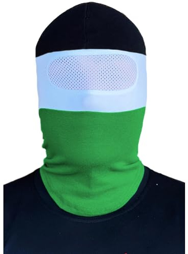 PGwear Sturmhaube Streifen mit Netz Maske Balaclava schwarz weiß rot blau grün gelb Navy (schwarz/weiß/grün mit Netz)